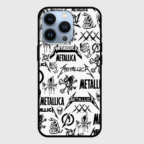 Чехол для iPhone 13 Pro с принтом Metallica logobombing, вид спереди #2