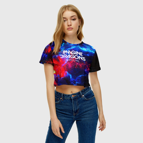 Женская футболка Crop-top 3D Imagine dragons, цвет 3D печать - фото 4