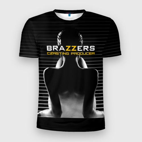 Мужская футболка 3D Slim с принтом Brazzers сasting-producer, вид спереди #2