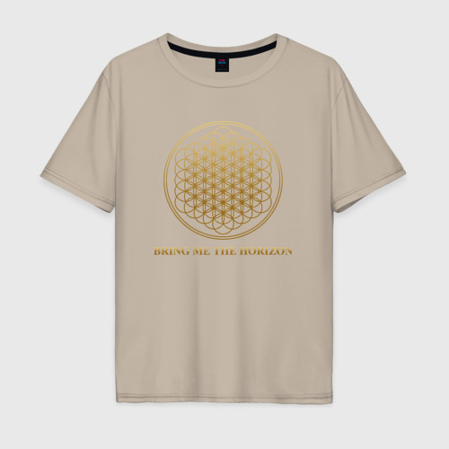 Мужская футболка хлопок Oversize Bring me the horizon, цвет миндальный