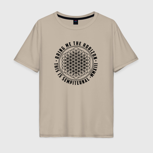 Мужская футболка хлопок Oversize Bring me the horizon, цвет миндальный