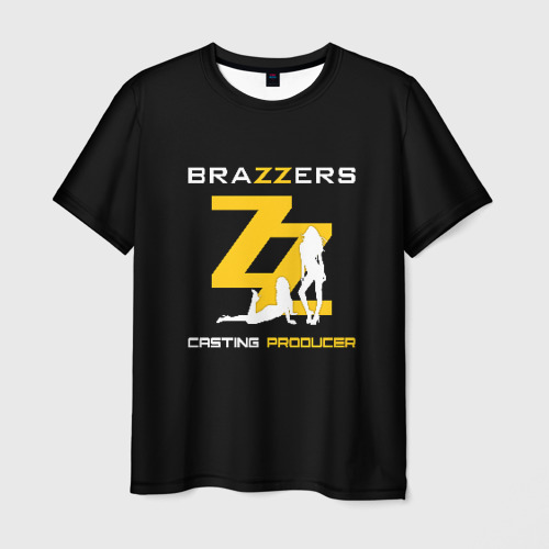 Мужская футболка с принтом Brazzers Casting-producer, вид спереди №1