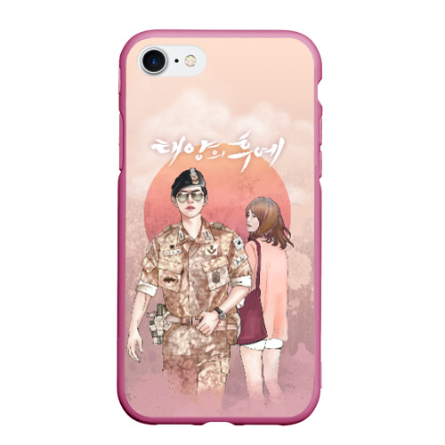 Чехол для iPhone 7/8 матовый Descendants of the Sun, цвет малиновый