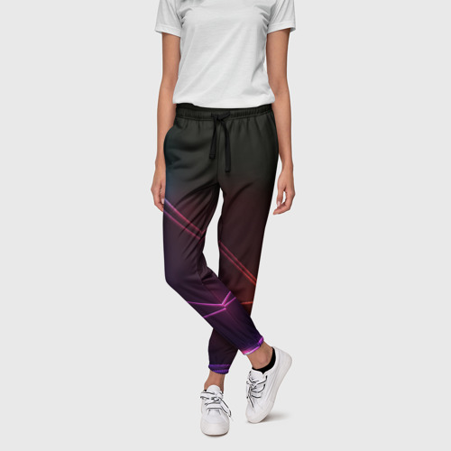Женские брюки 3D Неоновые Линии, цвет 3D печать - фото 3