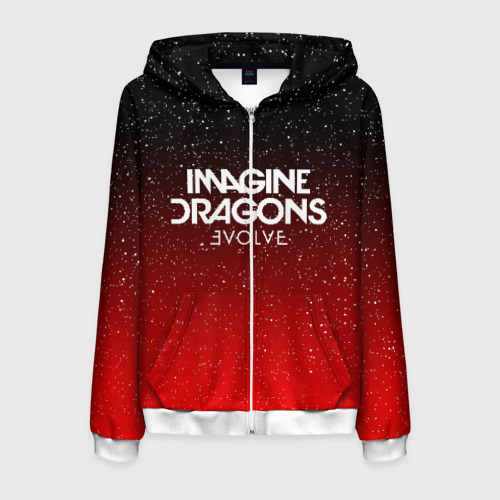 Мужская толстовка 3D на молнии Imagine dragons, цвет белый