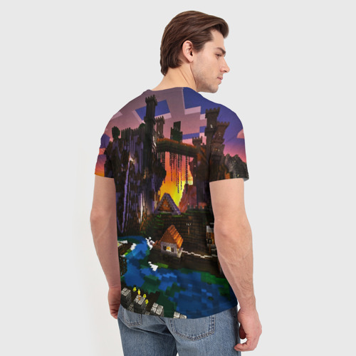 Мужская футболка 3D с принтом MINECRAFT CITY, вид сзади #2