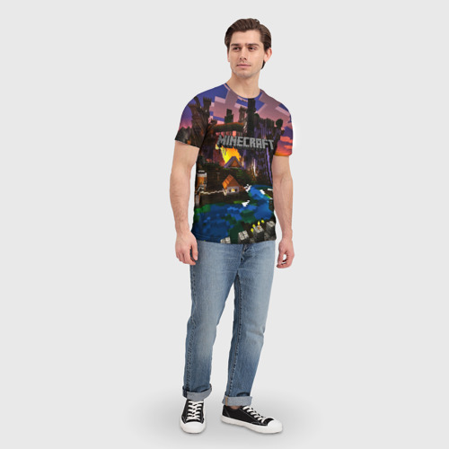 Мужская футболка 3D с принтом MINECRAFT CITY, вид сбоку #3