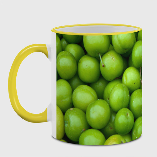 Кружка с полной запечаткой Зелёные яблоки, цвет Кант желтый - фото 2