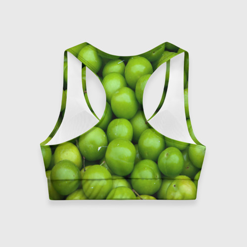 Женский спортивный топ 3D Зелёные яблоки, цвет 3D печать - фото 2