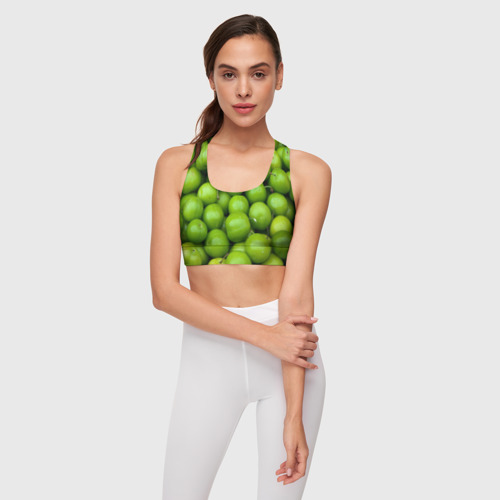 Женский спортивный топ 3D Зелёные яблоки, цвет 3D печать - фото 3