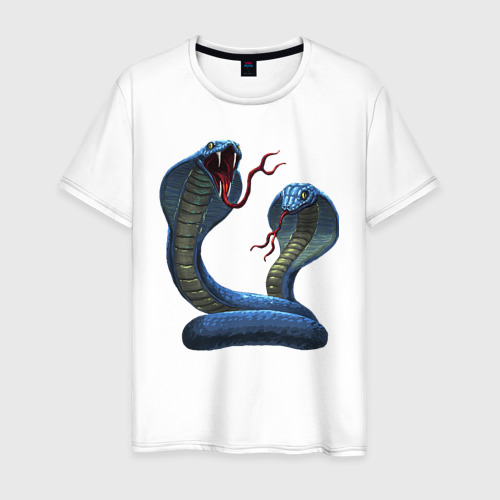 Мужская футболка из хлопка с принтом Пара змей, вид спереди №1