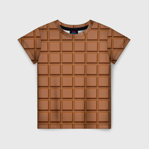 Детская футболка с принтом Плитка Шоколада, вид спереди №1