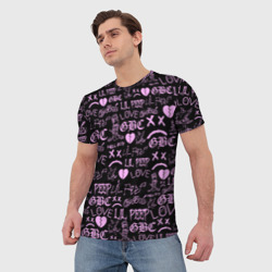 Мужская футболка 3D LIL Peep logobombing - фото 2