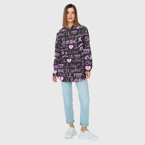 Женская рубашка oversize 3D LIL Peep logobombing, цвет белый - фото 5