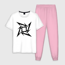 Мужская пижама с белой футболкой хлопок Metallica