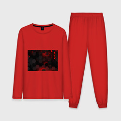 Мужская пижама с лонгсливом хлопок Красные абстрактные плиты