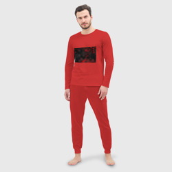 Мужская пижама с лонгсливом хлопок Красные абстрактные плиты - фото 2