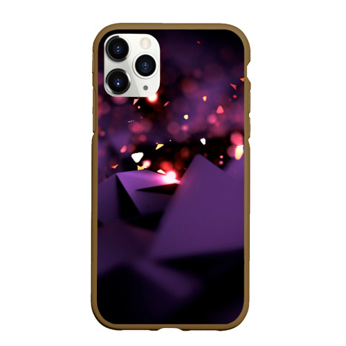 Чехол для iPhone 11 Pro матовый с принтом Фиолетовая абстракция с блестками, вид спереди #2