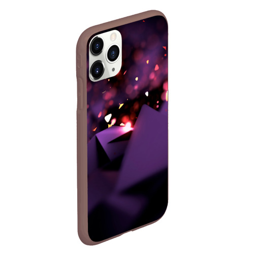 Чехол для iPhone 11 Pro матовый с принтом Фиолетовая абстракция с блестками, вид сбоку #3