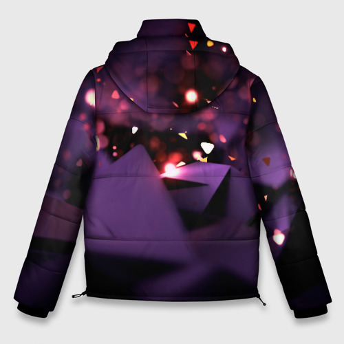 Мужская зимняя куртка 3D с принтом Фиолетовая абстракция с блестками, вид сзади #1