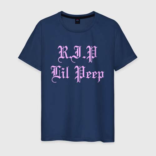 Мужская футболка хлопок R.I.P LIL PEEP, цвет темно-синий