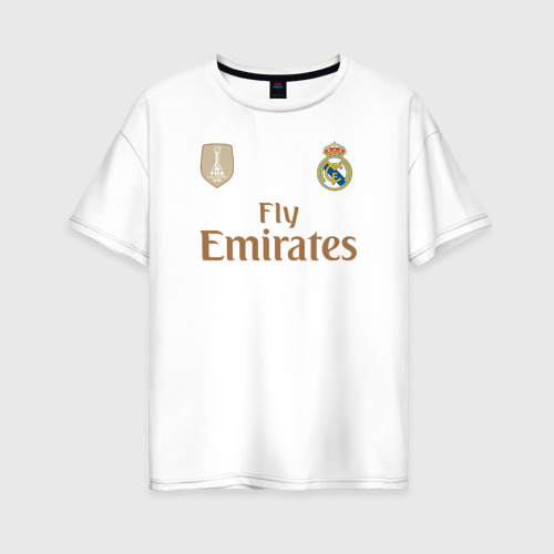 Женская футболка оверсайз из хлопка с принтом Эден Азар 23 Реал Мадрид, вид спереди №1