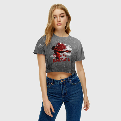 Женская футболка Crop-top 3D Childish Gambino, цвет 3D печать - фото 4