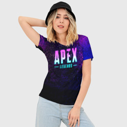 Женская футболка 3D Slim Apex Legends. Neon logo - фото 2