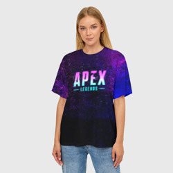 Женская футболка oversize 3D Apex Legends. Neon logo - фото 2