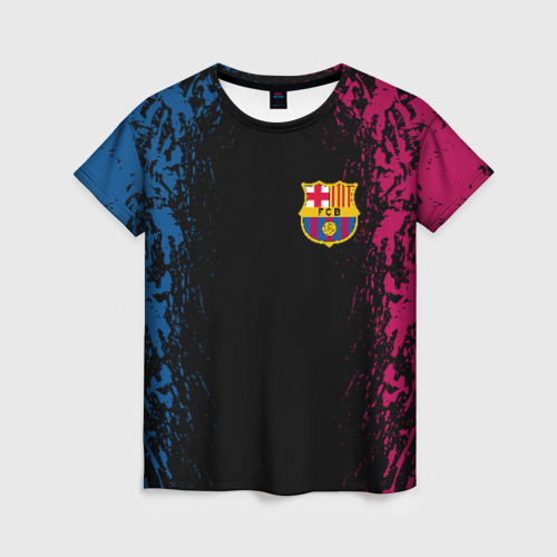 Женская футболка 3D с принтом FC BARCA, вид спереди #2