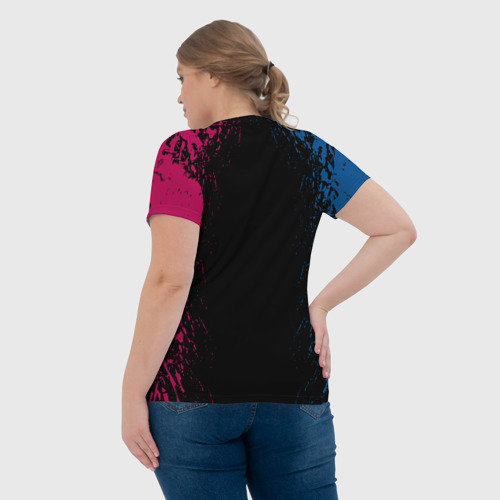 Женская футболка 3D с принтом FC BARCA, вид сзади #2