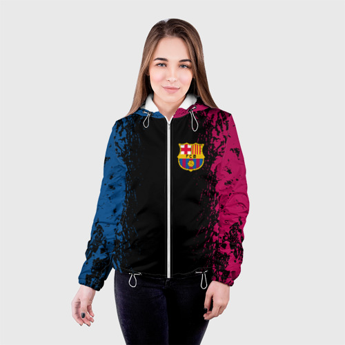 Женская куртка 3D FC Barcelona Barca ФК Барселона, цвет белый - фото 3