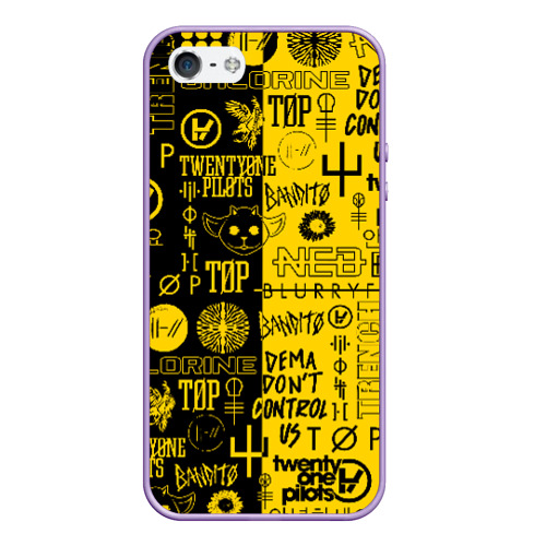 Чехол для iPhone 5/5S матовый Twenty One pilots паттерн, цвет светло-сиреневый