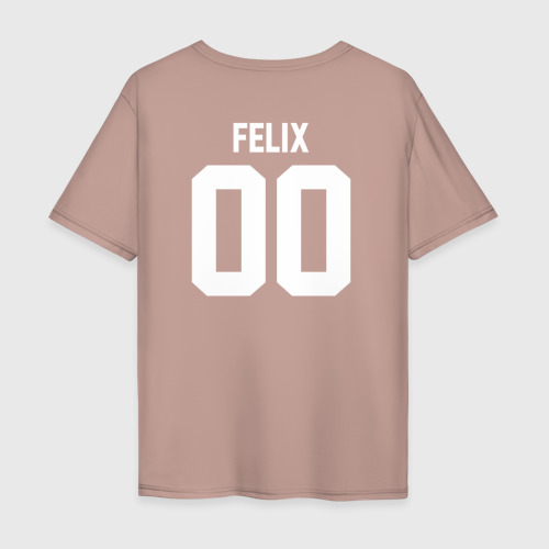 Мужская футболка хлопок Oversize с принтом STRAY KIDS FELIX, вид сзади #1