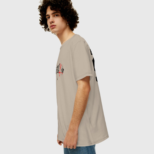 Мужская футболка хлопок Oversize Stray kids bangchan, цвет миндальный - фото 5