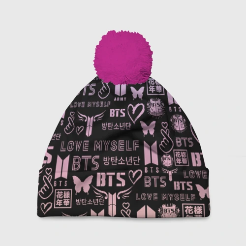 Шапка 3D c помпоном BTS logobombing