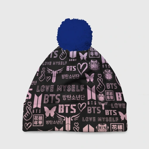 Шапка 3D c помпоном BTS logobombing