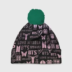 Шапка 3D c помпоном BTS logobombing