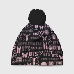 Шапка 3D c помпоном BTS logobombing