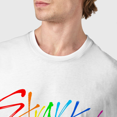 Мужская футболка хлопок Stray kids автографы, цвет белый - фото 6