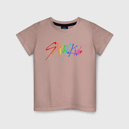 Детская футболка хлопок Stray kids автографы, цвет пыльно-розовый