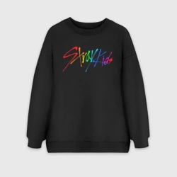 Женский свитшот oversize без начеса хлопок Stray kids автографы