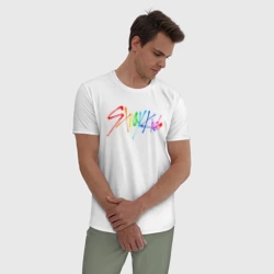 Мужская пижама с белой футболкой хлопок Stray kids автографы - фото 2