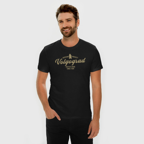 Мужская футболка хлопок Slim Волгоград, цвет черный - фото 3