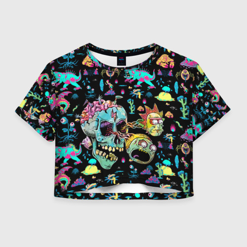 Женская футболка Crop-top 3D Monsters Rick and Morty Фото 01 Женская футболка Crop-top 3D Monsters Rick and Morty Фото 01