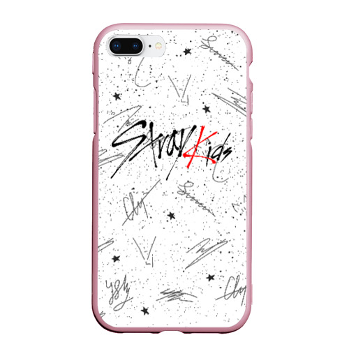 Чехол для iPhone 7Plus/8 Plus матовый Stray kids автографы, цвет розовый