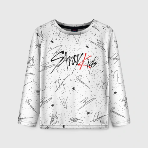 Детский лонгслив 3D Stray kids автографы