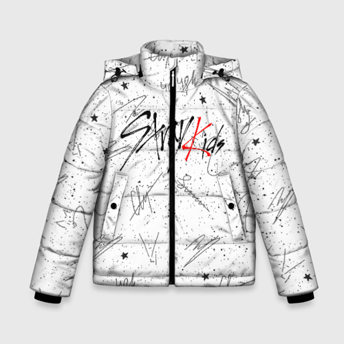 Зимняя куртка для мальчиков 3D Stray kids автографы, цвет черный
