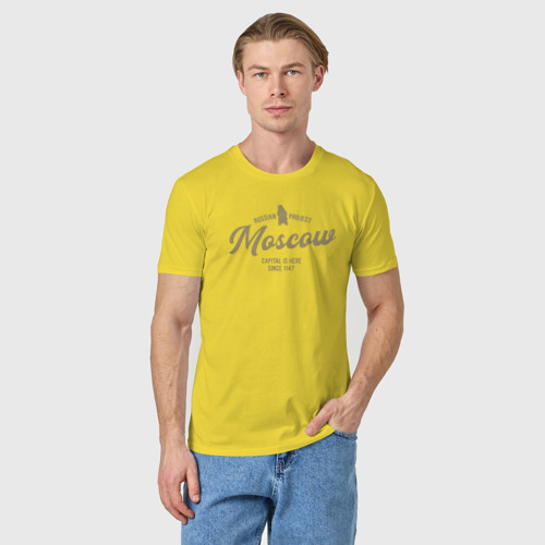 Мужская футболка хлопок Москва, цвет желтый - фото 3