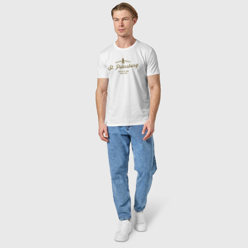 Мужская футболка хлопок Санкт-Петербург, цвет белый - фото 5